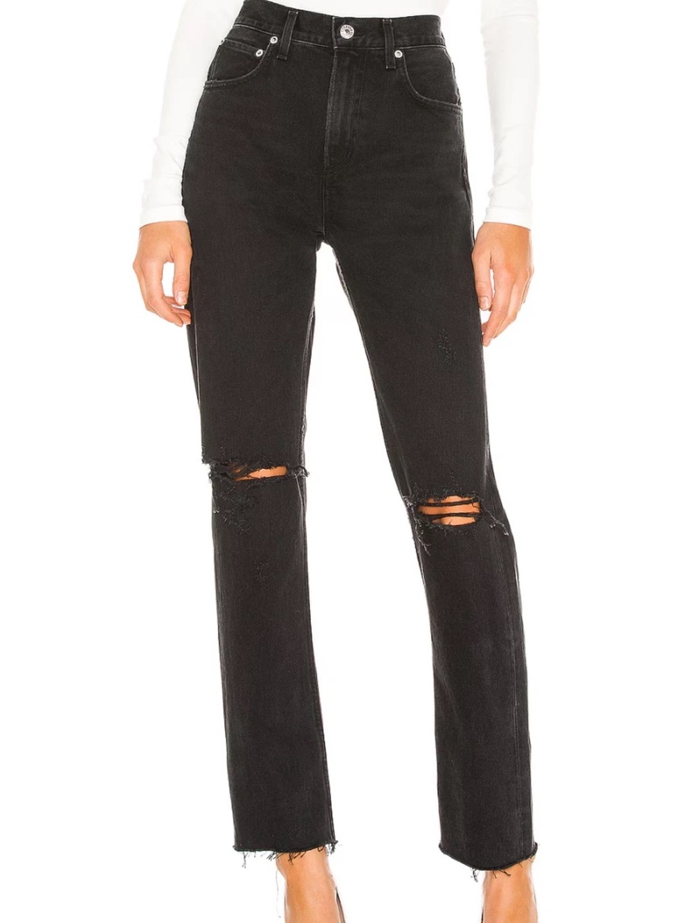 AGOLDE Cherie High-Rise Black Distressed Women's Jeans